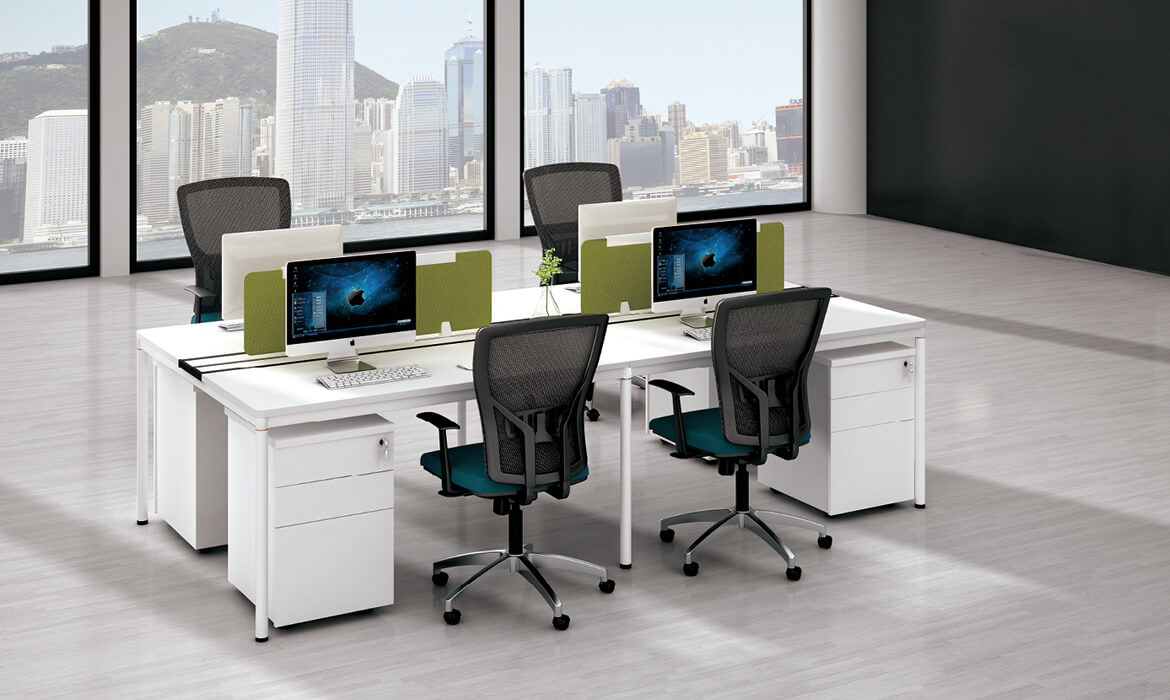 带分区的现代4人办公室工作站办公桌（HC-97）